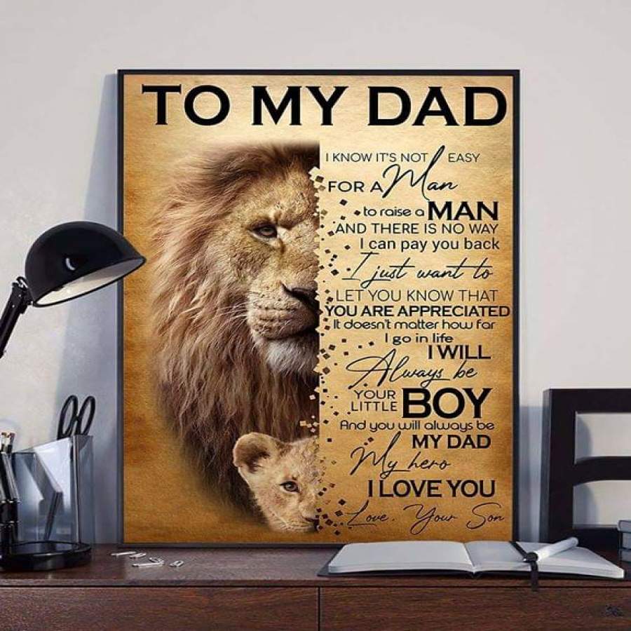 To My Dad Lion Gift For Father From Son Dad Son Connection Poster PA