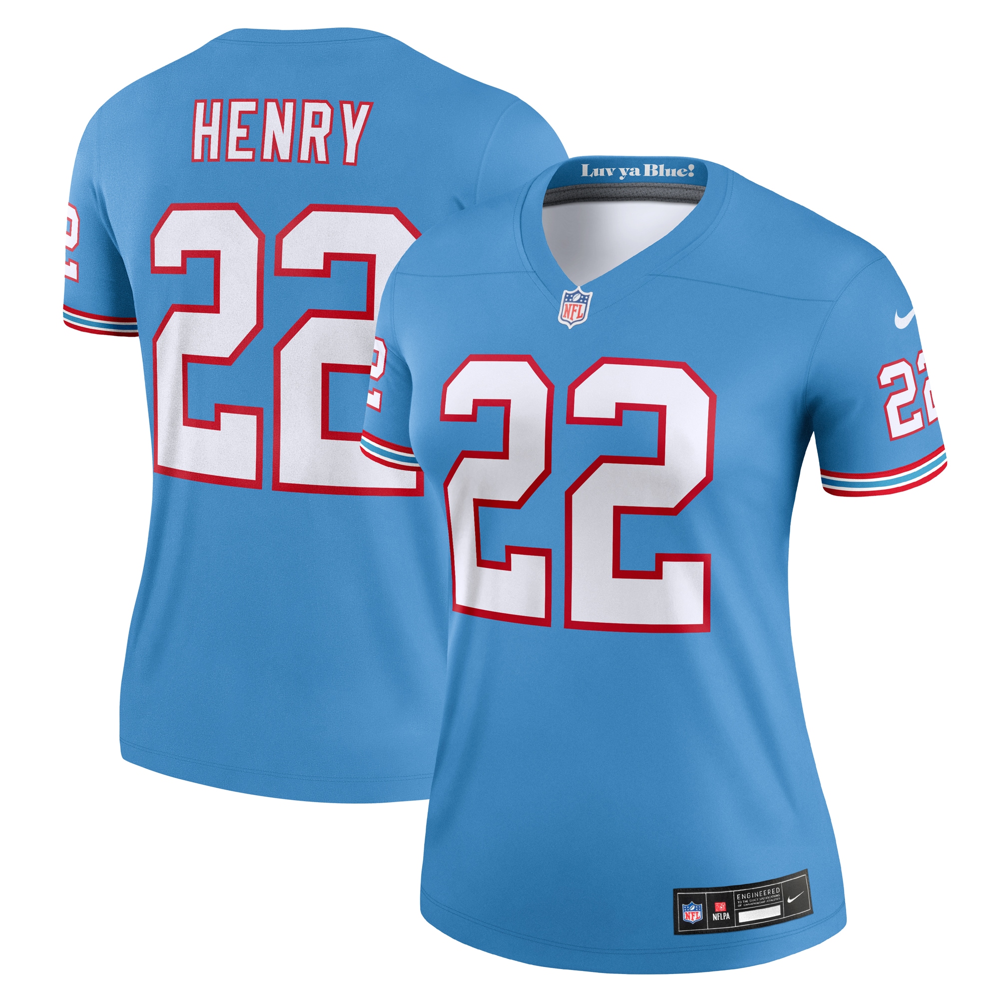 Women’s Tennessee Titans Derrick Henry Light Blue Oilers Throwback Legend Jersey