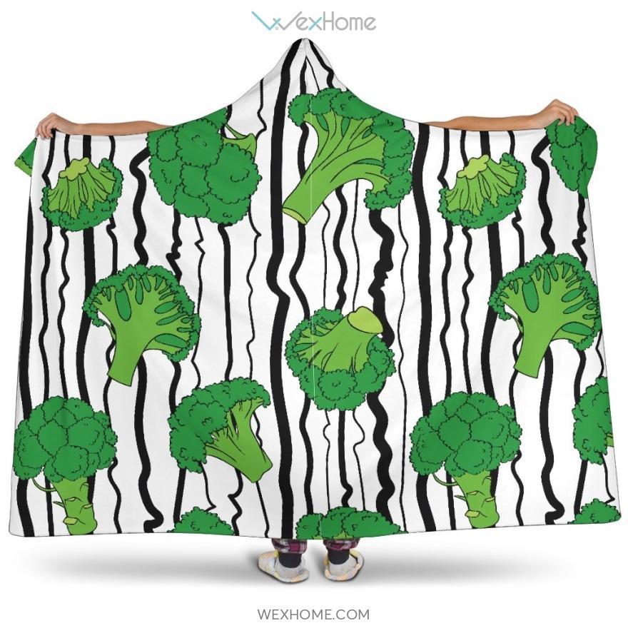 Cool Broccoli Pattern Hooded Blanket