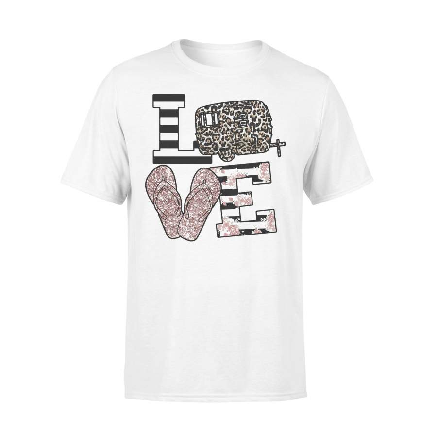 Love Camping Leopard Roses Shirt