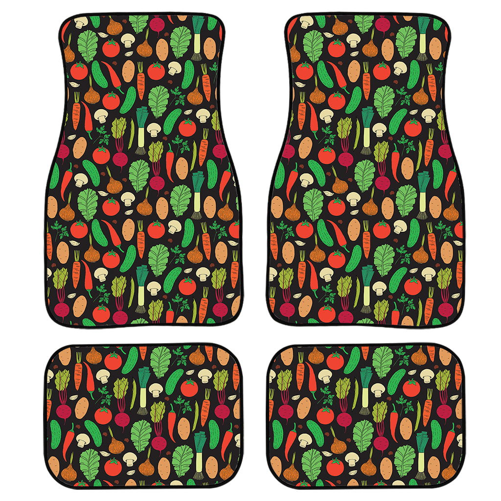 Cute Vegan Pattern Print Front And Back Car Floor Mats, Front Car Mat