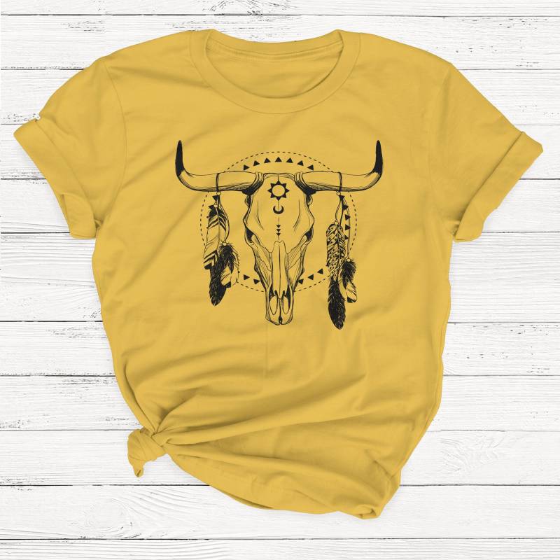 Crushtee Western T shirt, Ladies Unisex Crewneck Shirt, Country Music, Cowboy, Desert, Outdoor, Rodeo, Cow Skull, Cute Tshirt, Vintage, Retro, Gift Long Sleeve Hoodie