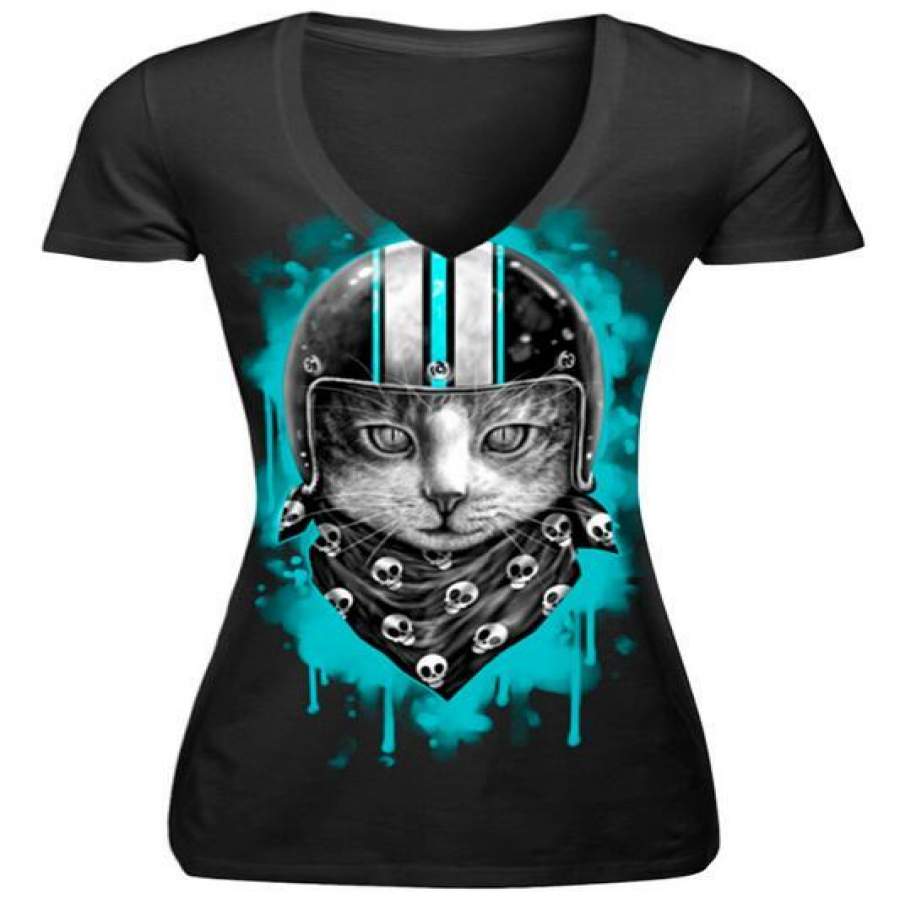 3d Print Cat Workout v-neck Tshirt Punk