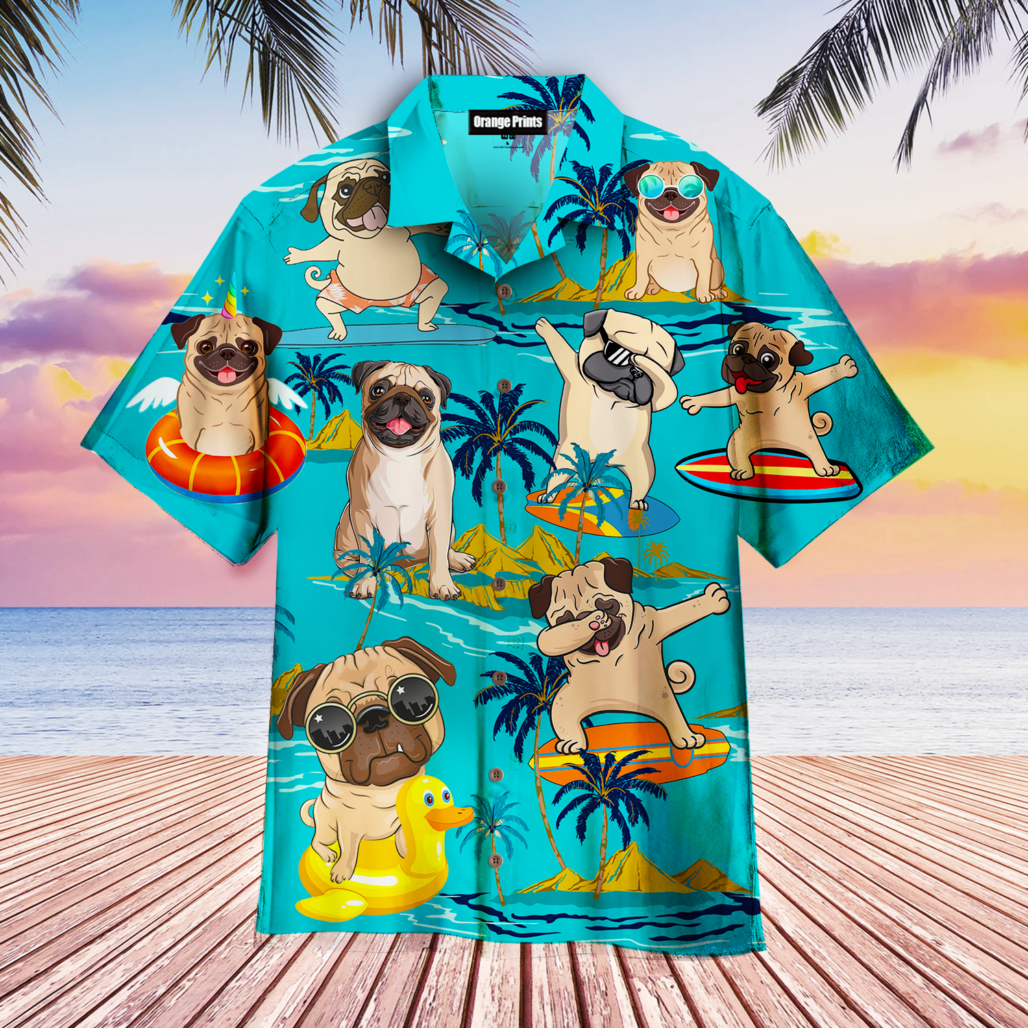 Pug Dog Surfing Aloha Hawaii Shirts For Men Women Ha59843