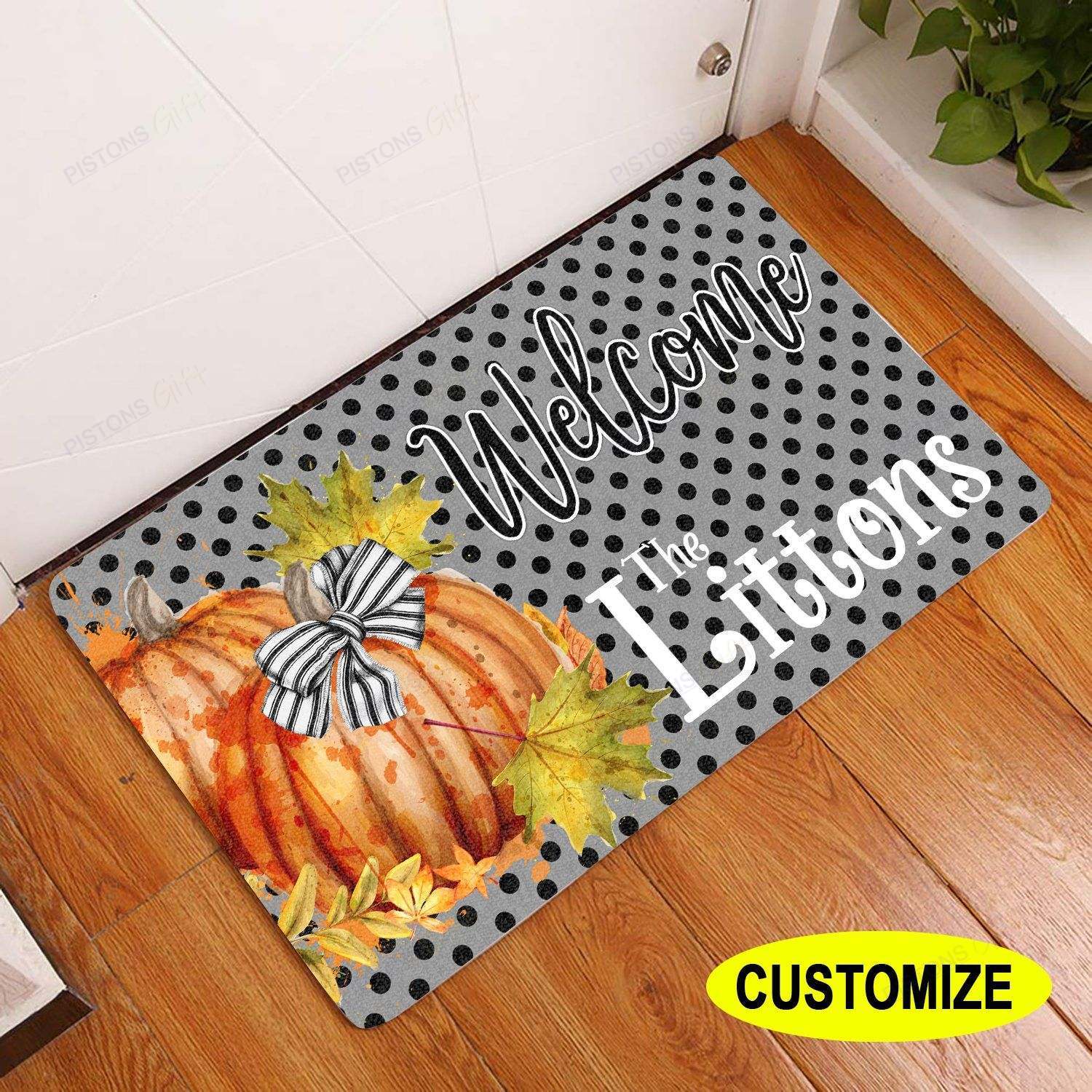 Welcome Pumpkin Personalized All Over Printing Doormat