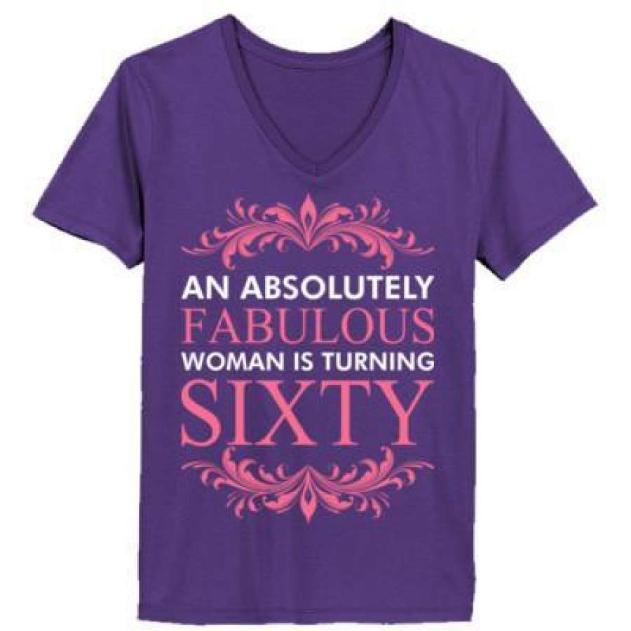 AGR An Absolutely Fabulous Women Is Turning Sixty – Ladies’ V-Neck T-Shirt