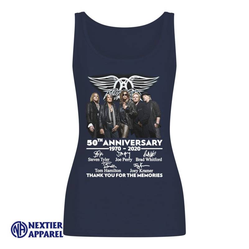 Aerosmith 50th anniversary 1970-2020 signatures thank you for the memories shirt Women’s Tank Top