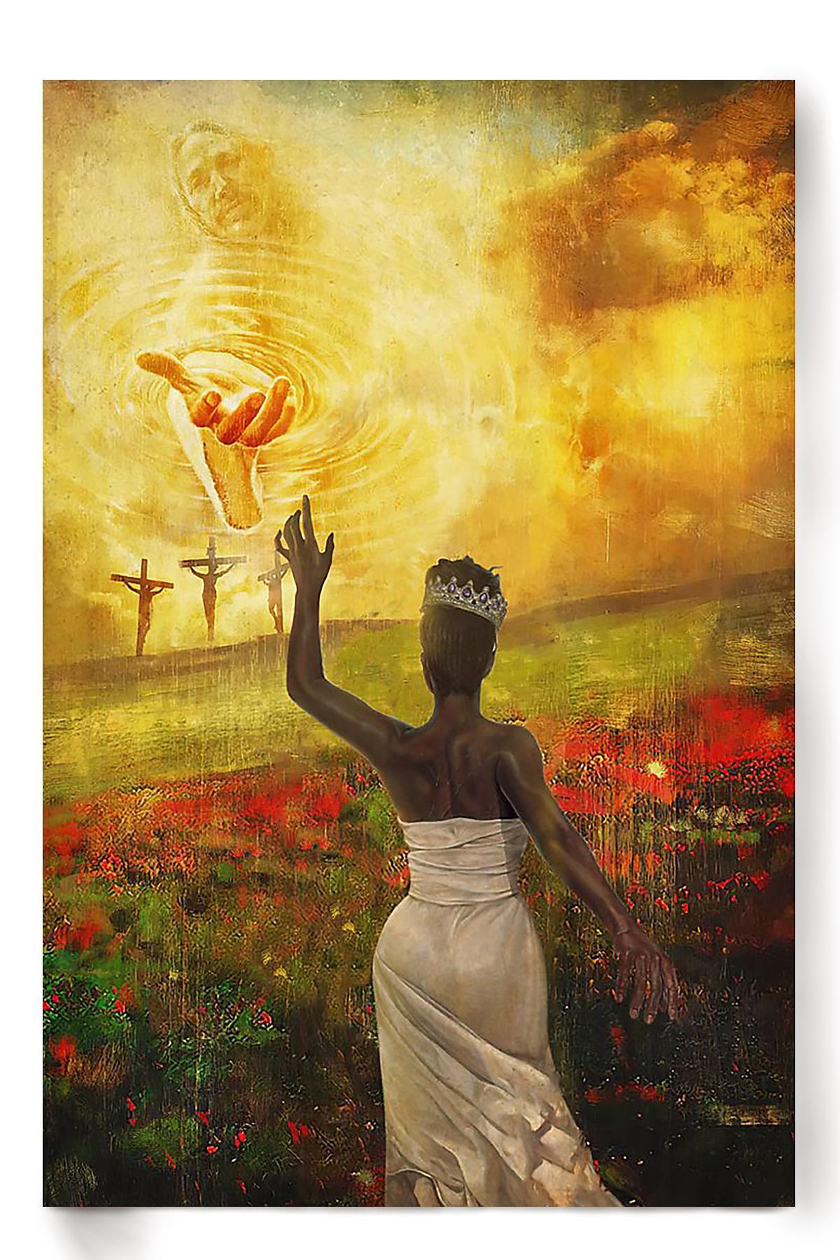 Jesus Saves Black Queen Christian Wall Art Gift For Daughter Of God Poster