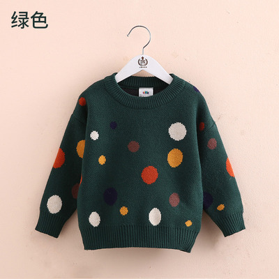 2022 Autumn Spring 2 3 4 6-10 Years Kids Children'S Clothing O-Neck Colorful Dot Knitted Pullover Winter Sweater For Baby Girls alx