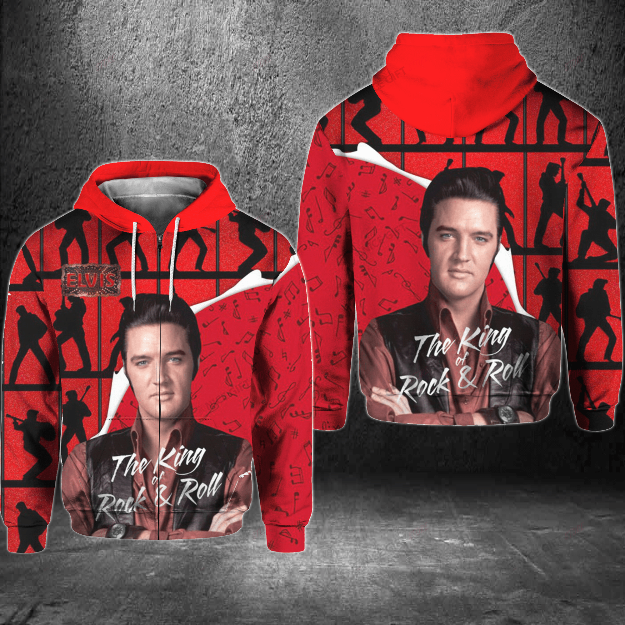 Elvis Presley The King Of Rock & Roll Zip Hoodie 3D 3Zh-Q0K0