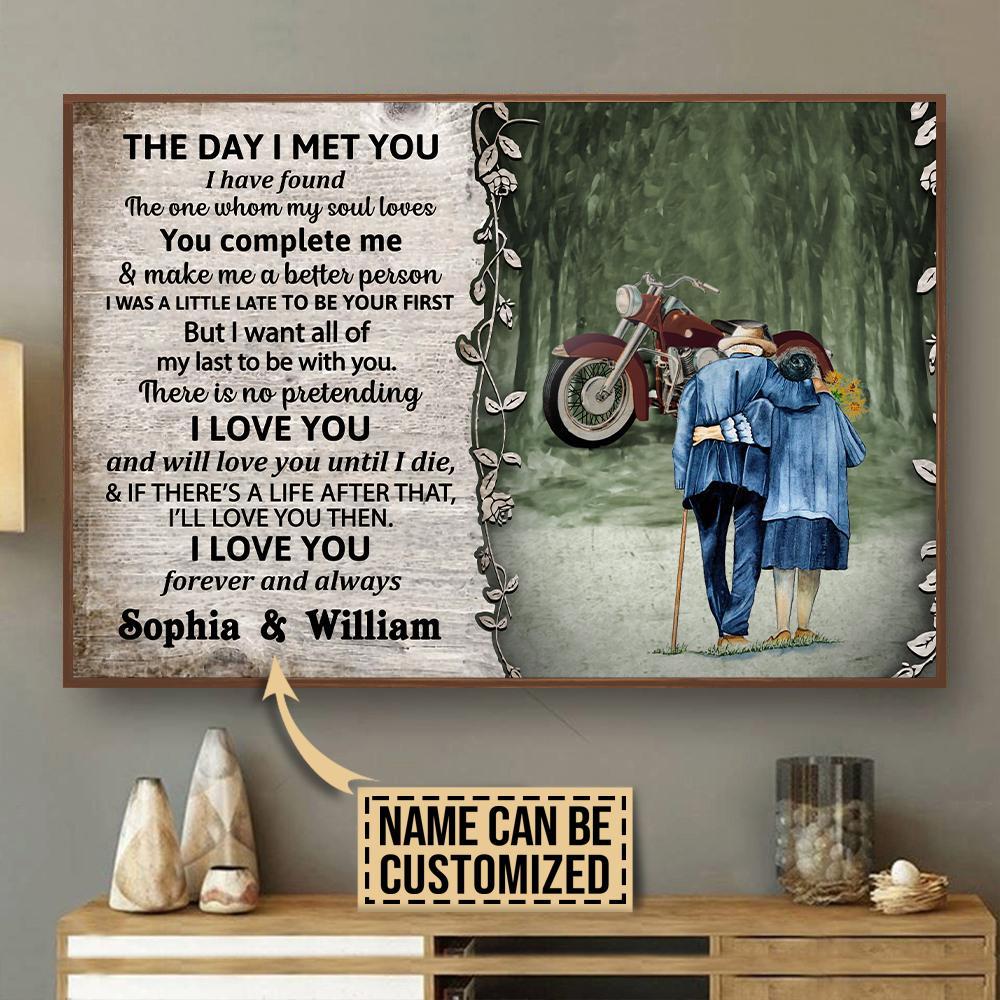 Aeticon Gifts Personalized Motorcycling Biker The Day I Met Canvas Mom Dad Gift Home Decor