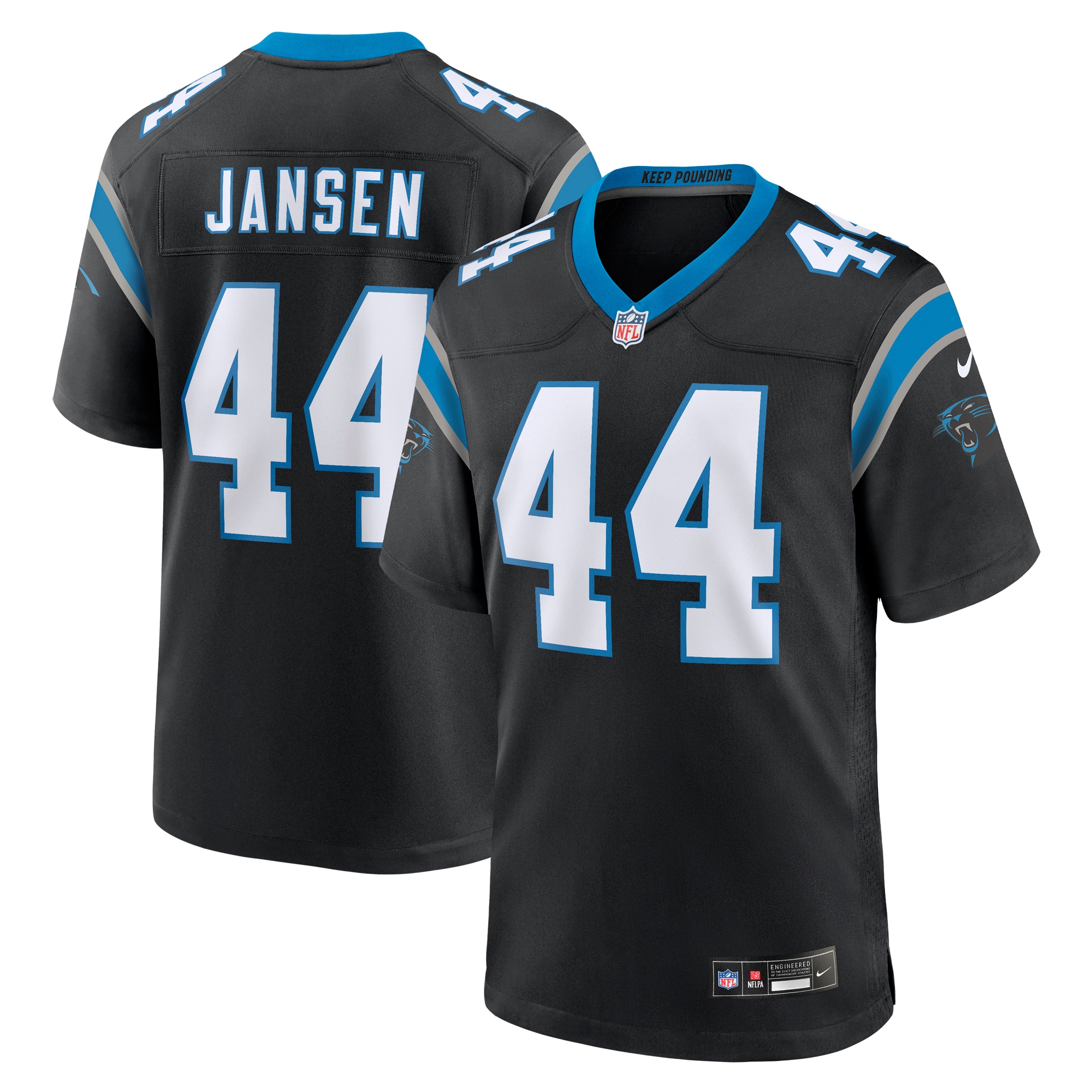 Men’s Carolina Panthers J.J. Jansen Black Team Game Jersey