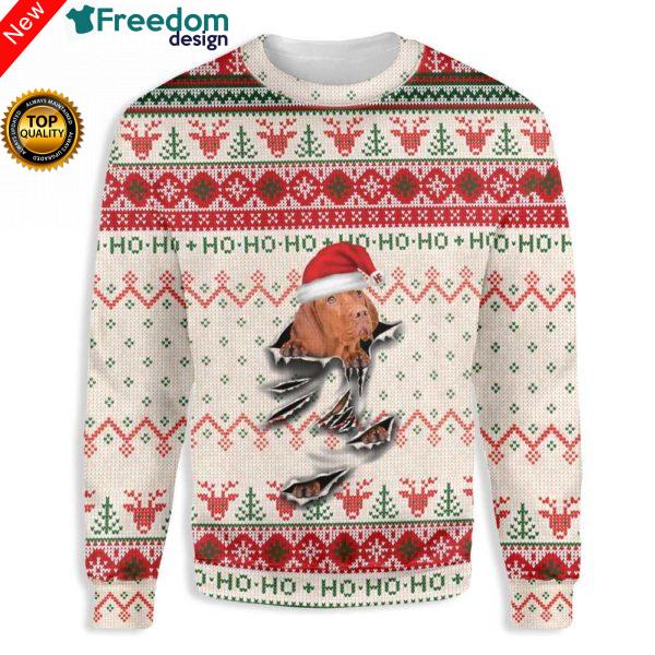 Ugly Christmas Vizsla Scratch  3D All Over Print Sweatshirt