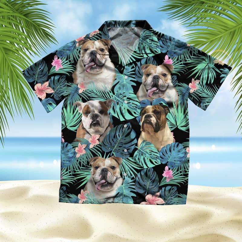 American Bulldog Summer Leaves Hawaii Hawaii Aloha Shirt For Dog Lover Ha104087