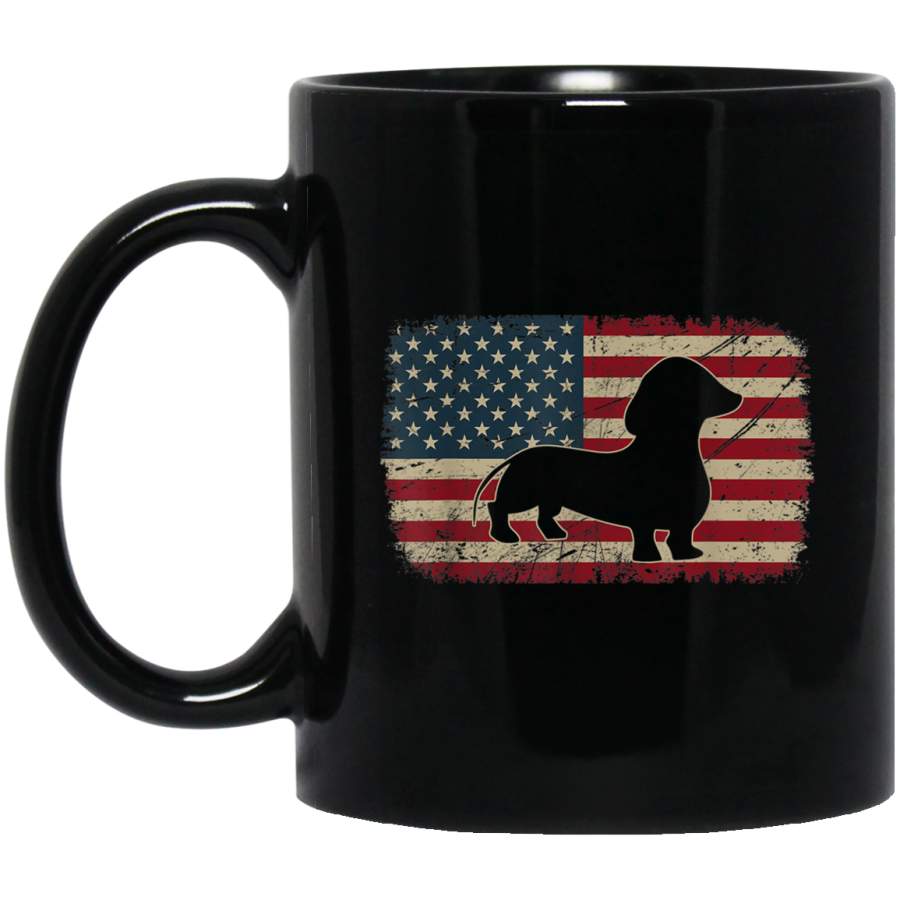 Vintage American Flag Dachshund Dog Lover Gifts Fathers Day Mug