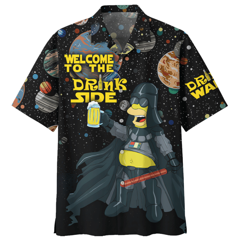 The Simpsons Welcome To Drinks Side Hawaii Graphic Print Short Sleeve Hawaii Casual Shirt Ha79777