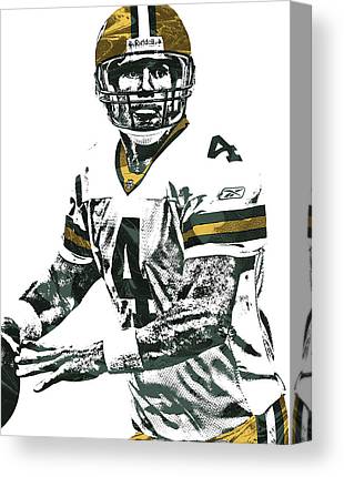 Brett Favre Green Bay Packers Pixel Art 4 Joe Hamilton Canvas Print