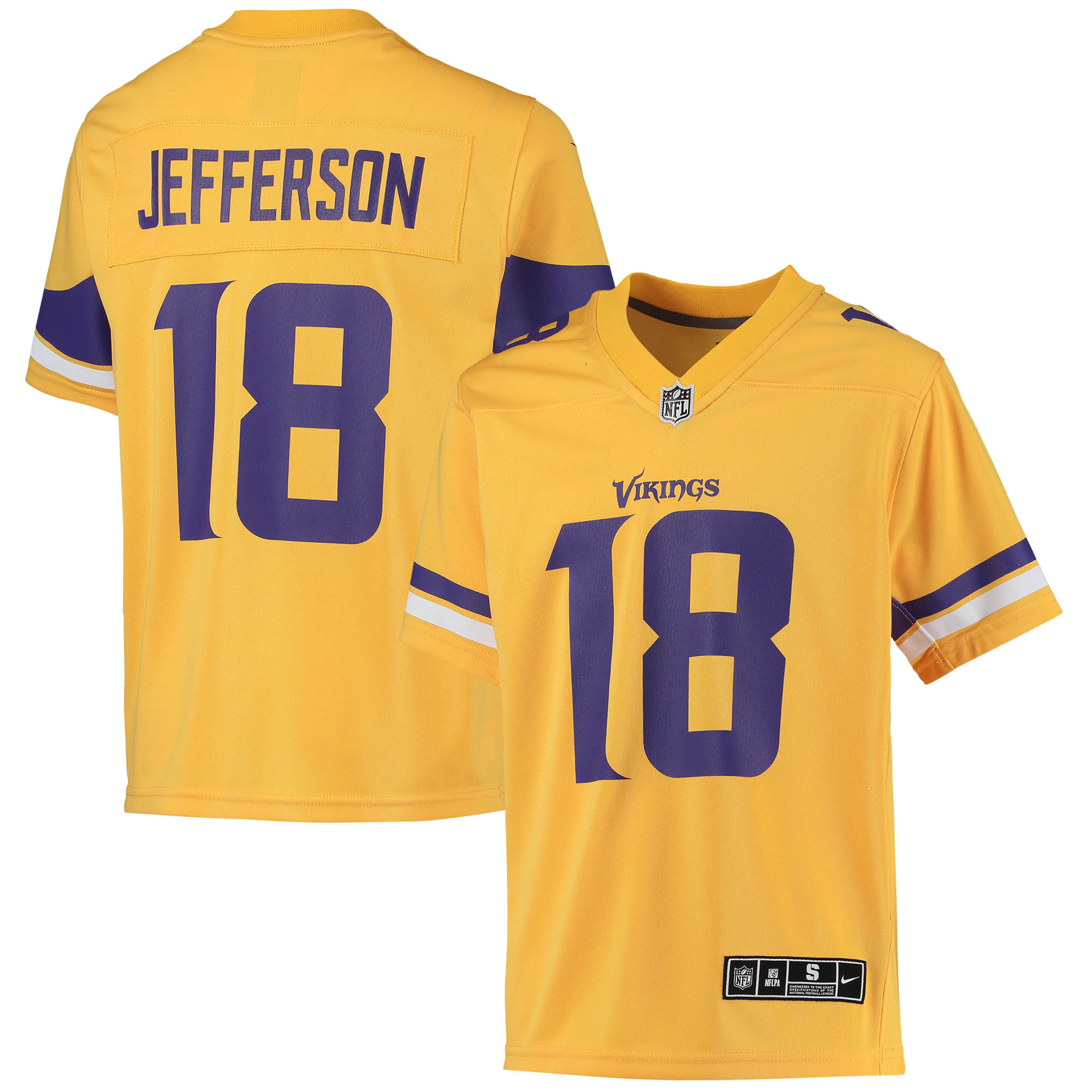 Youth Minnesota Vikings Justin Jefferson Gold Inverted Team Game Jersey