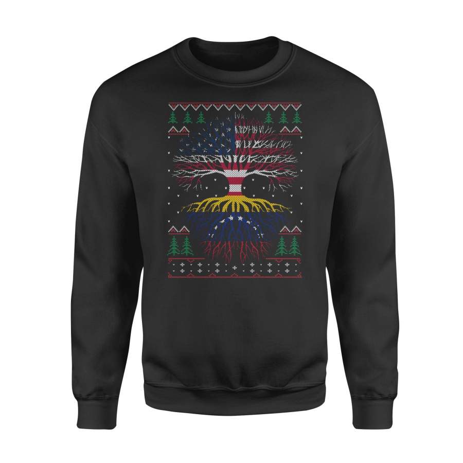 YOLOstuff Venezuelan Roots American US Grown Flag Ugly Christmas – Standard Fleece Sweatshirt