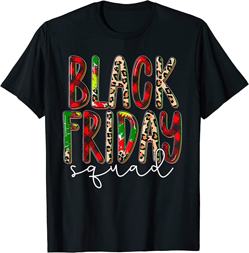 Black Leopard Red Plaid Friday Squad, Merry Christmas 2021 T-Shirt