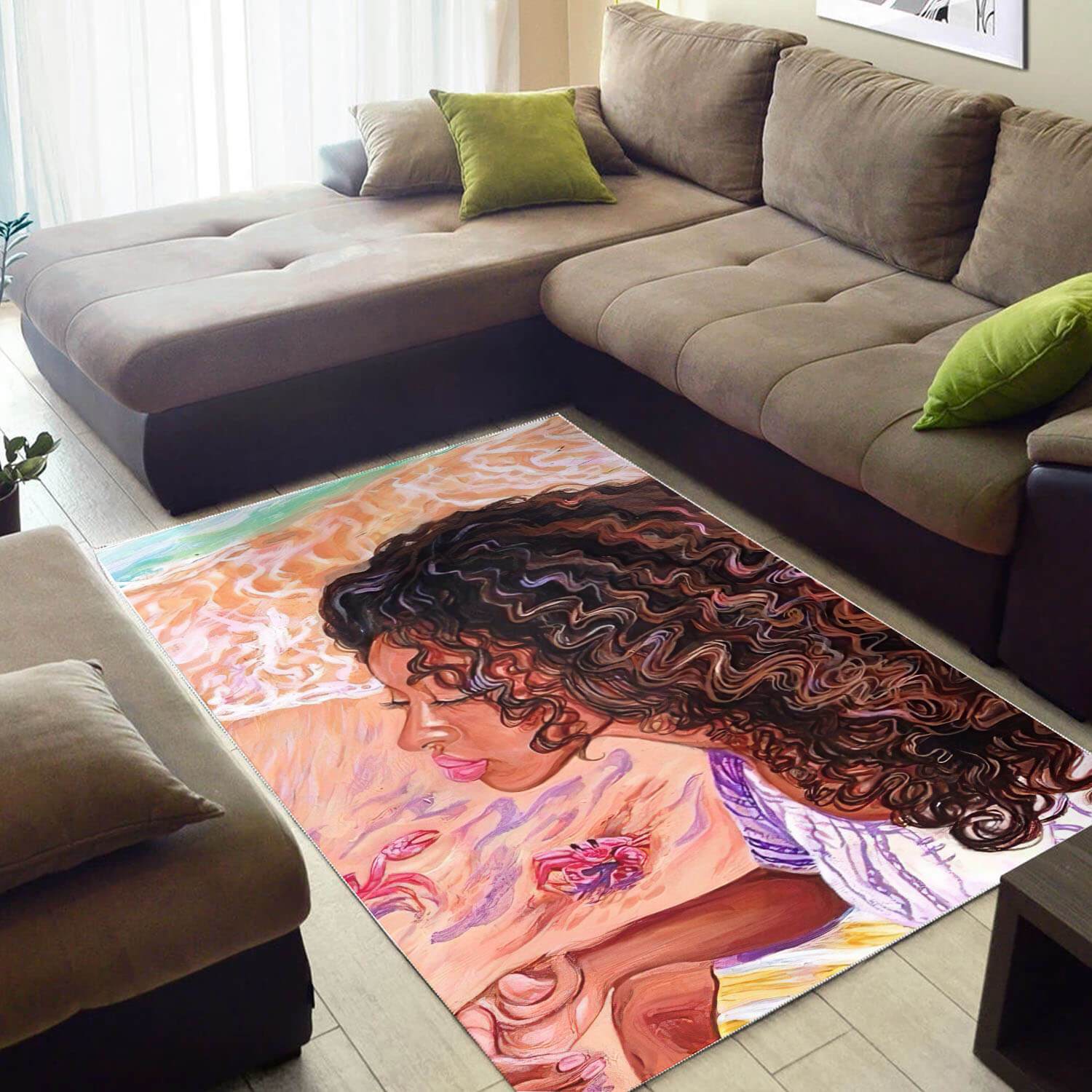 Afrocentric Rugs Pretty Afro Lady African American Carpet African Themed Home Decor WBG37642