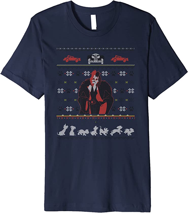 Villains Cruella De Vil Ugly Christmas Sweater Premium T-Shirt