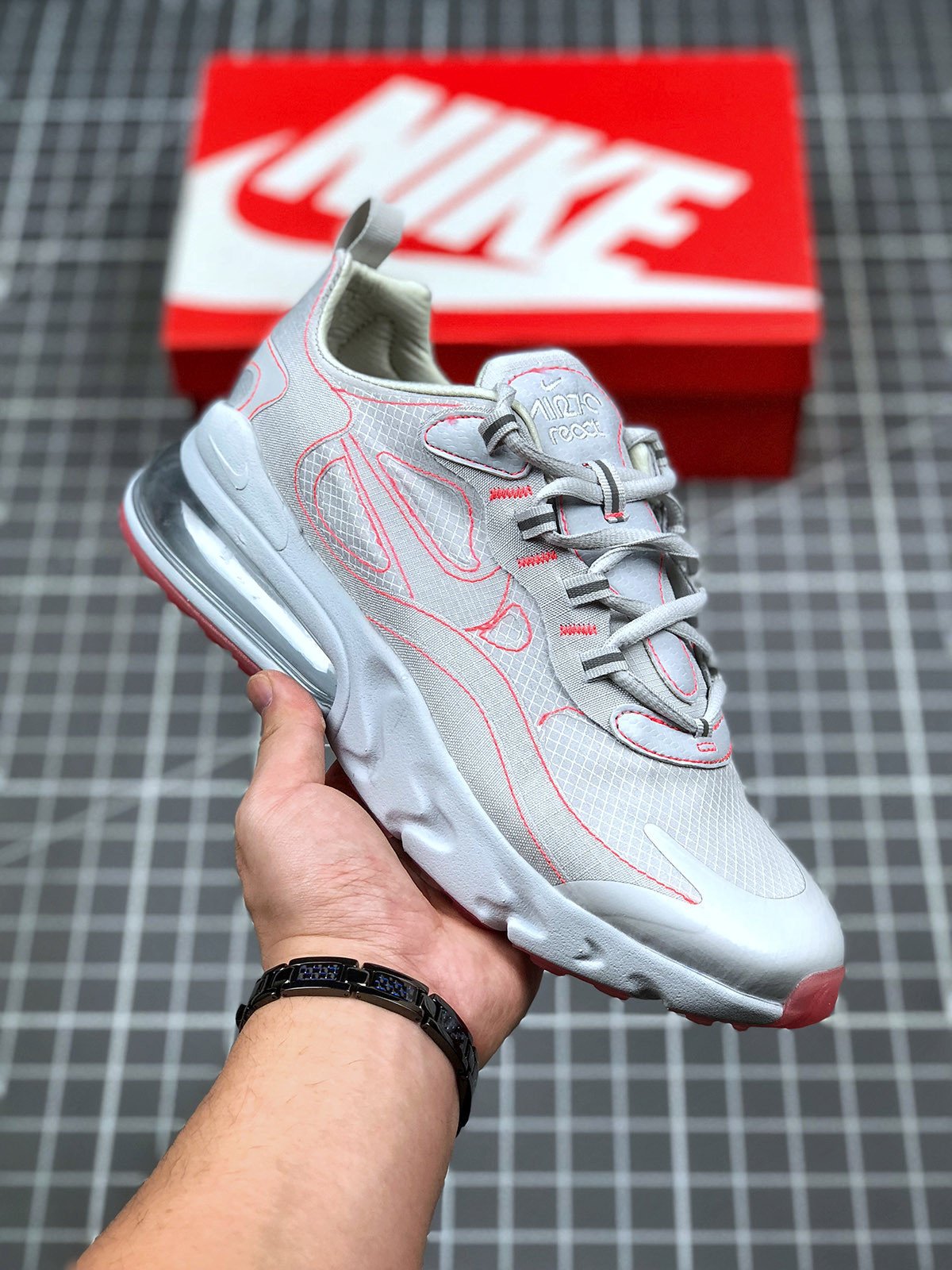 Nike Air Max 270 React WhiteWhite-Flash Crimson 5339756