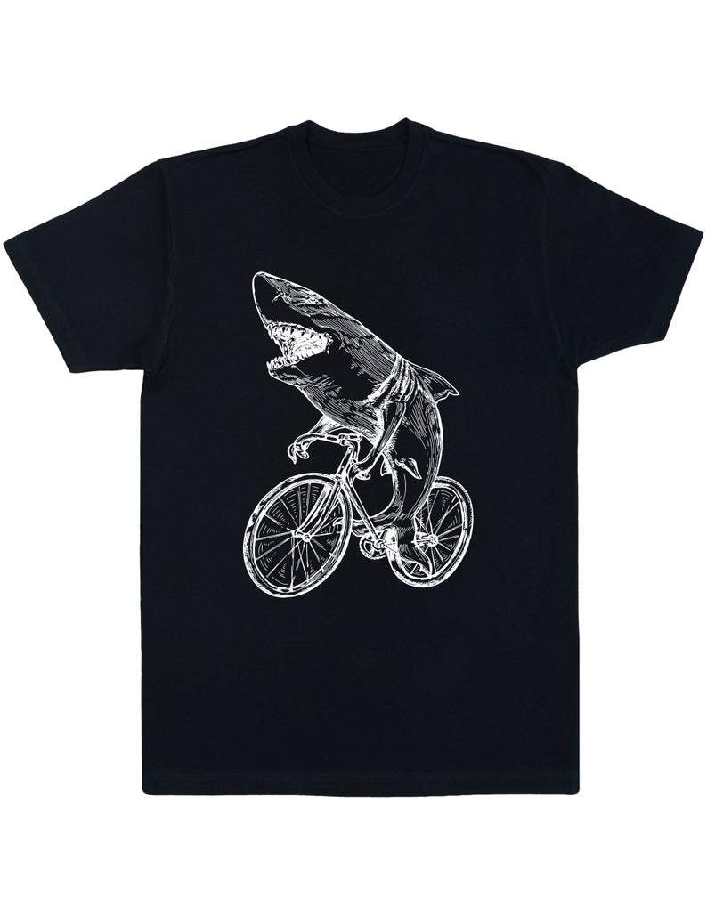 Shark On A Bicycle Men’S T-Shirt Gift For Him, Boyfriend Gift For Birthday, Cycling Shirt Husband Gift, Nautical Gifts For Men Biker Seembo