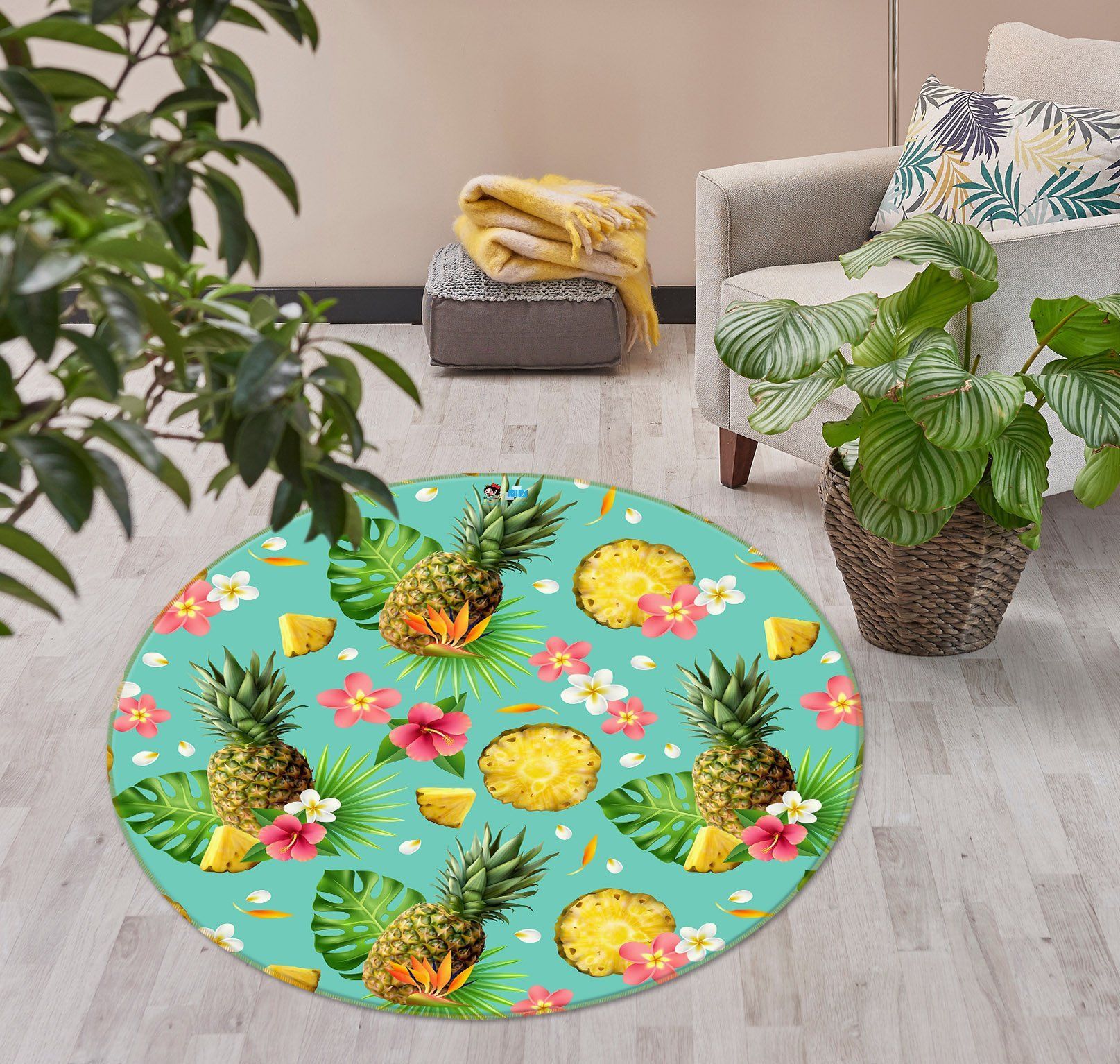 3D Pineapple 75047 Round Rug – Round Carpet Home Decor
