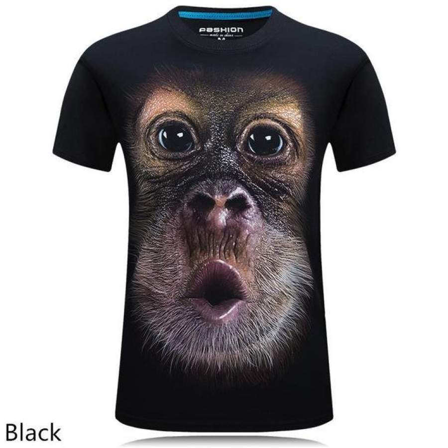 summer Men’s brand clothing O-Neck short sleeve animal T-shirt monkey 3 D Digital Printed T shirt Home