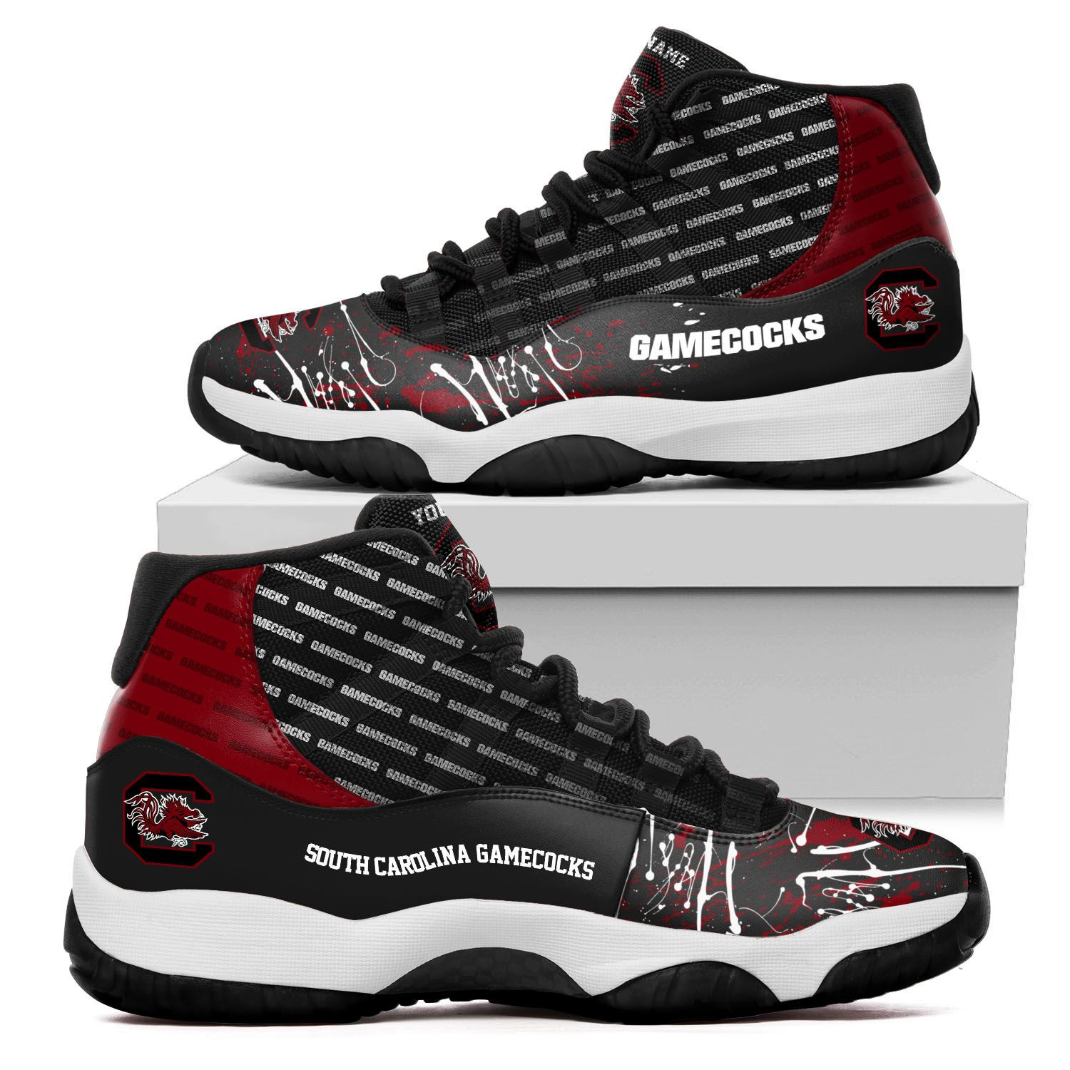 Custom Name South Carolina Gamecocks Air Jd 11 Sneakers Shoes 148 For Football Fans University Of South Carolina