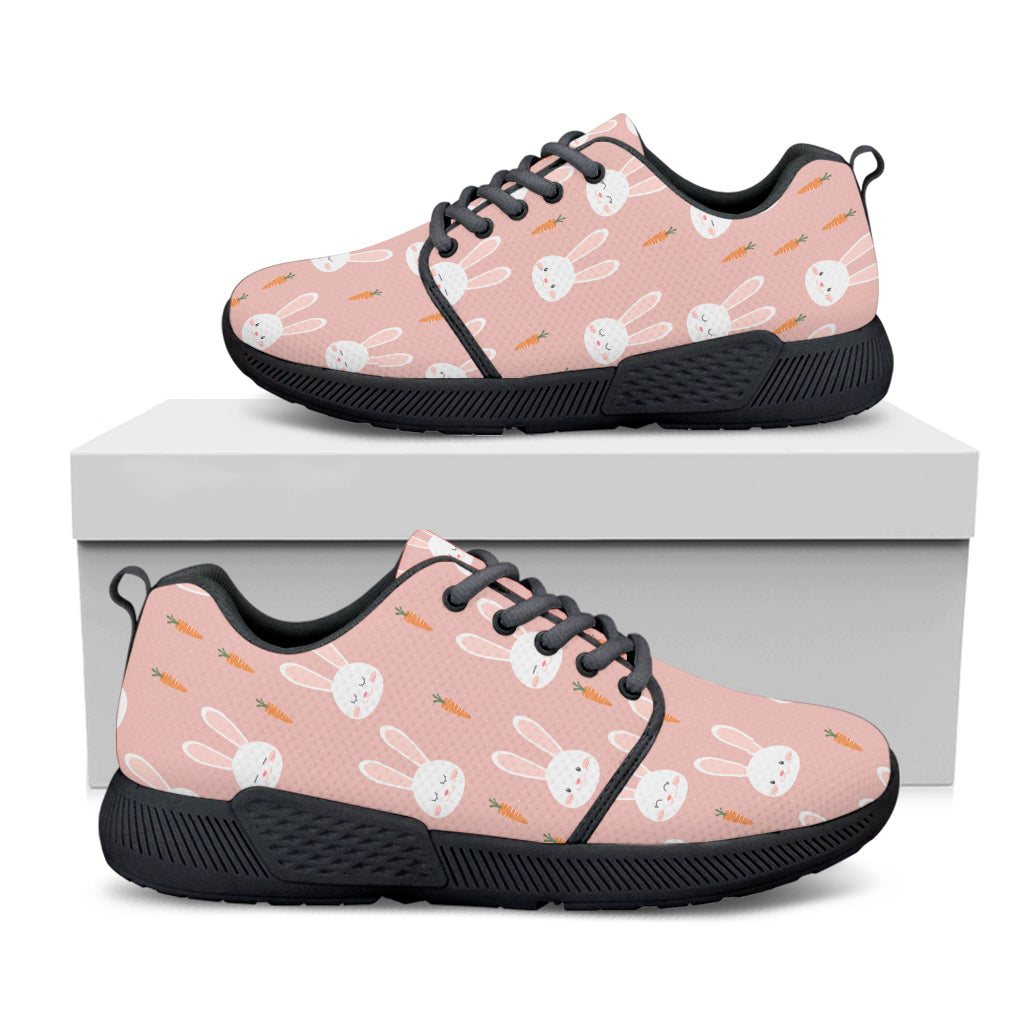 Rabbit And Carrot Pattern Print Black Athletic Shoes