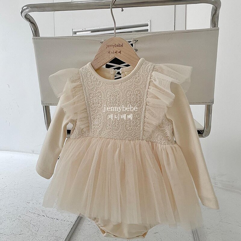 Xmas Baby Girls Lace Romper Autumn Winter Warm Cotton Mesh Tutu Romper Dress Princess Costumes Toddler Girls Clothing Christmas alx