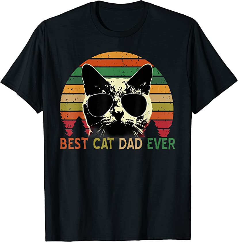 Best Cat Dad Ever. Vintage Retro Cat Fathers day T-Shirt