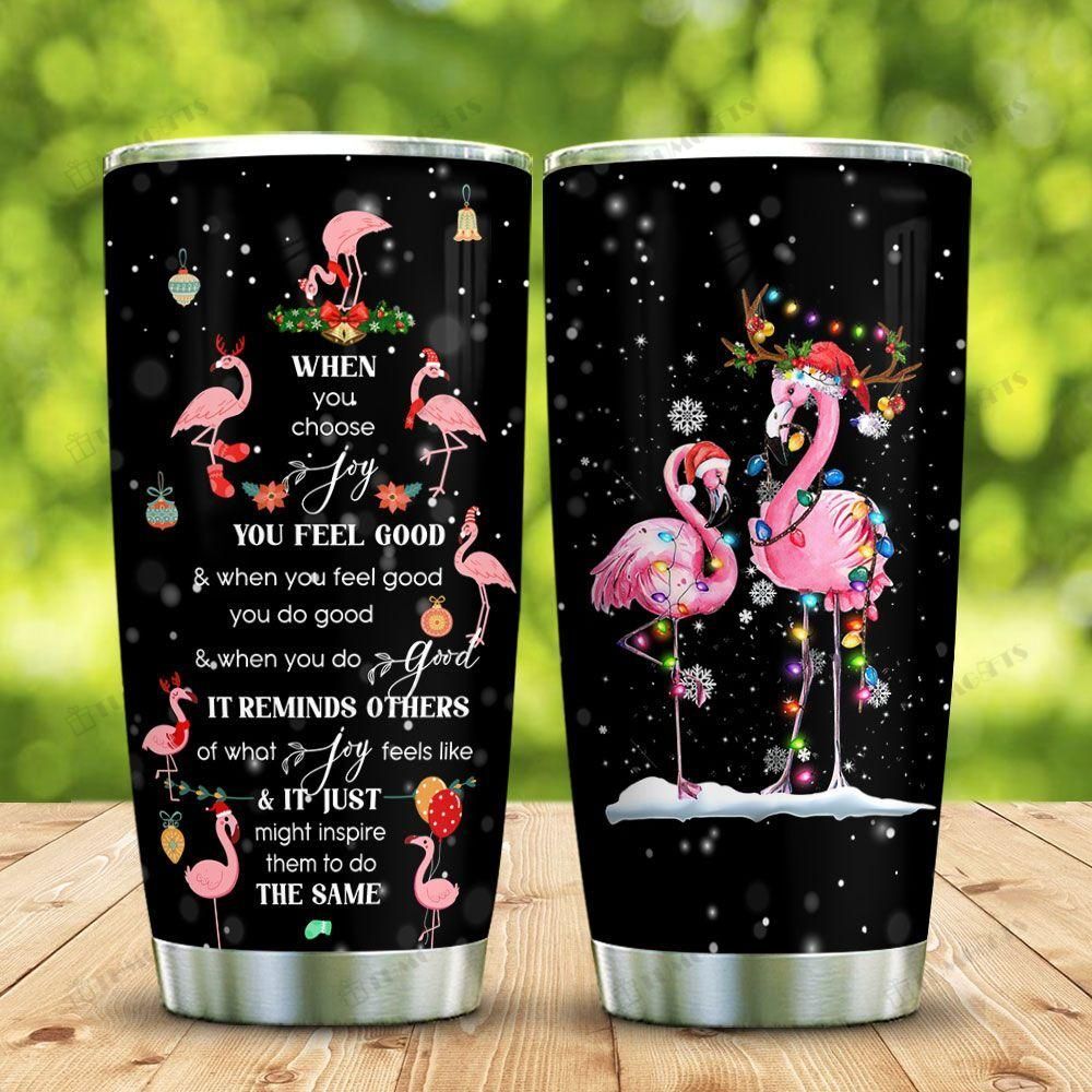 Christmas Flamingo Stainless Steel Tumbler, Tumbler Cups For Coffee/Tea, Great Gifts For Birthday Christmas Thanksgiving