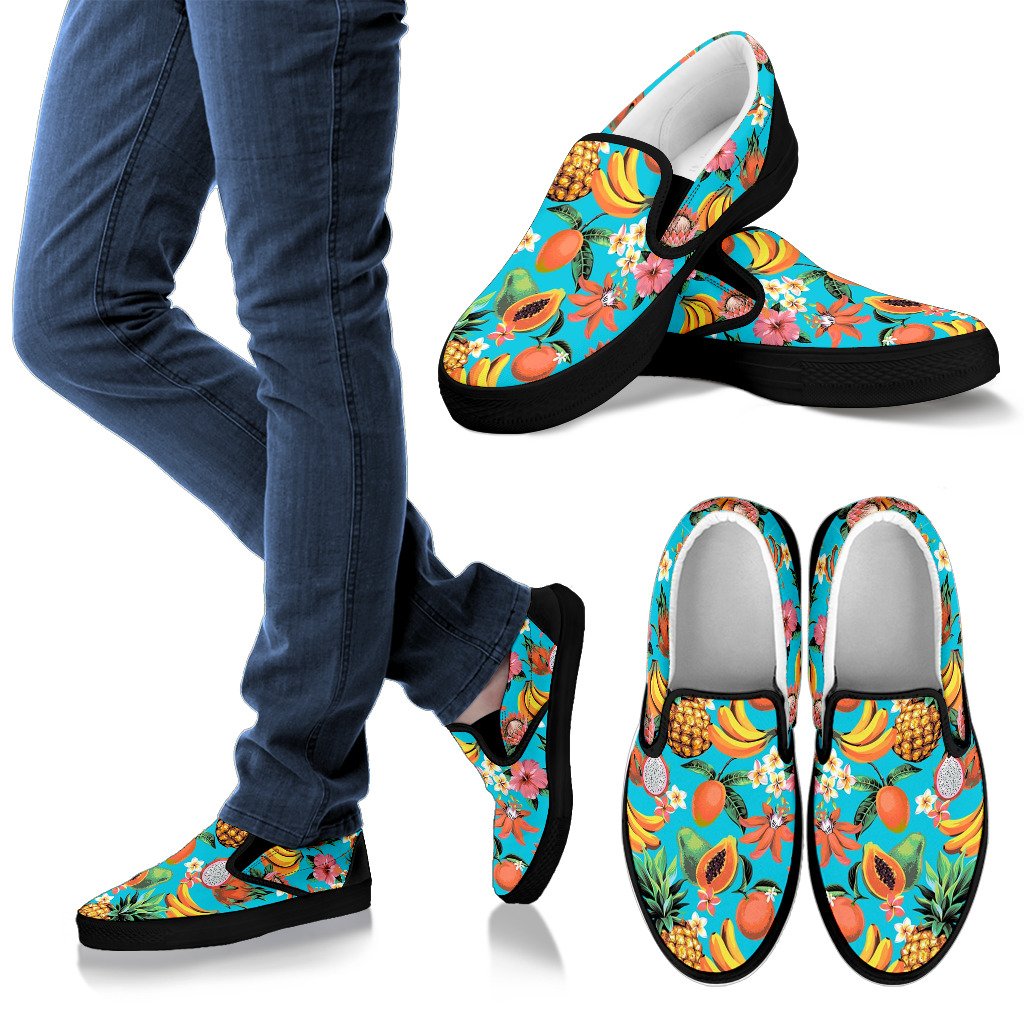 Vintage Tropical Fruits Pattern Print Men’S Slip On Shoes