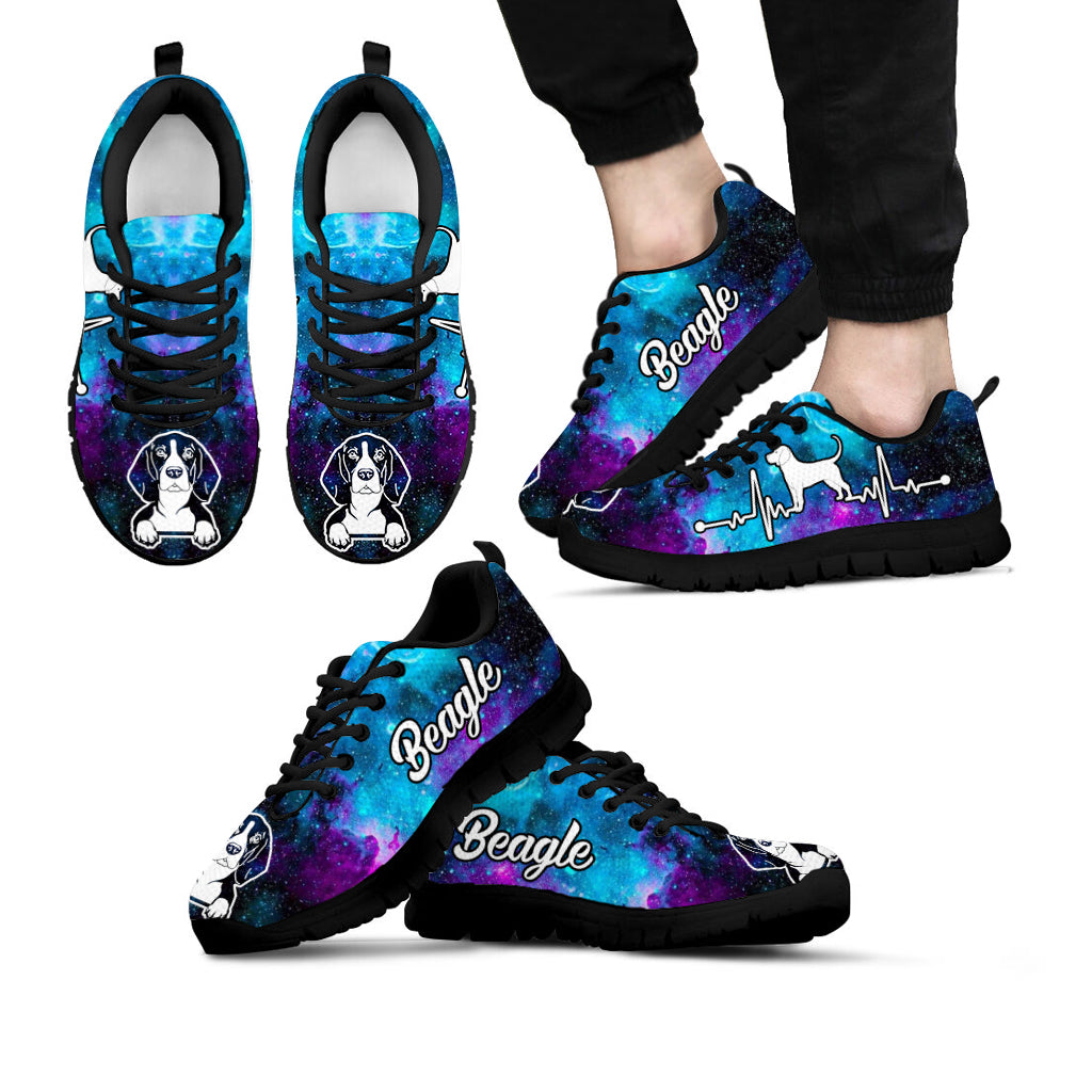 Beagle Dog Lover Shoes Galaxy Heartbeat Sneaker Walking Shoes – Best Shoes For Dog Lover, Best Gift For Dog Mom