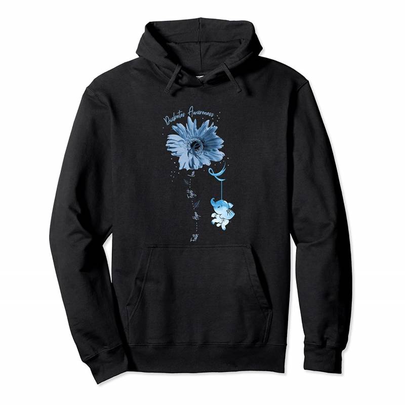 Faith Hope Fight Love Elephant Sunflower Diabetes Awareness Pullover Hoodie