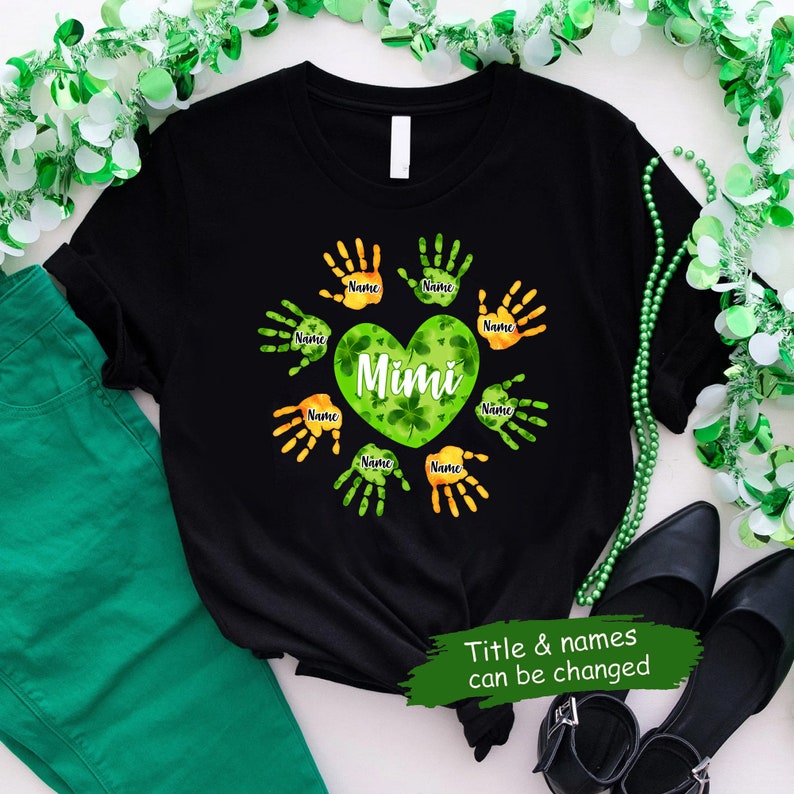 Personalized Grandma St. Patrick’S Day Shirt, Grandma Shamrocks Shirt Nana Mimi Gift, St Patricks Day Shirt Funny, Custom Printhand Grandma