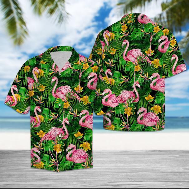 Flamingo Tropical Wild Flower Hawaii Shirt Ha47512