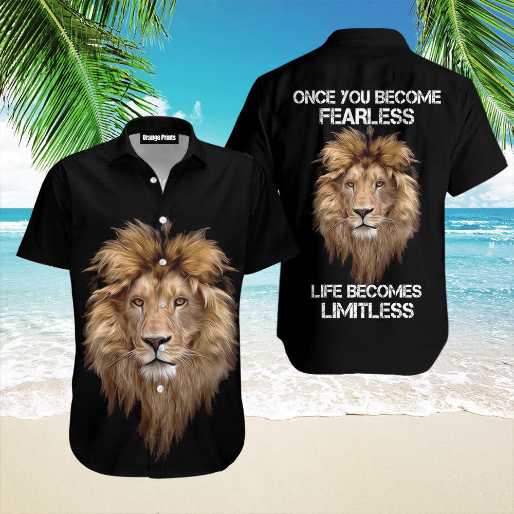 Black Lion Head Fearless Inspirational Aloha Hawaiian Shirts For Men & For Women | Wt6985