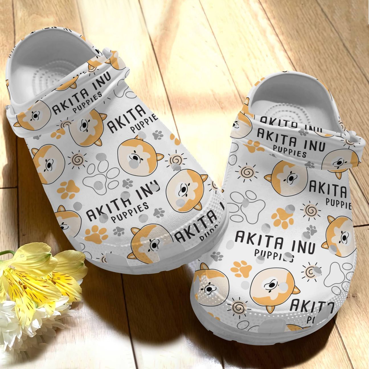 Dog Personalize Clog, Custom Name, Text, Fashion Style For Women, Men, Kid, Print 3D Akita Inu V1