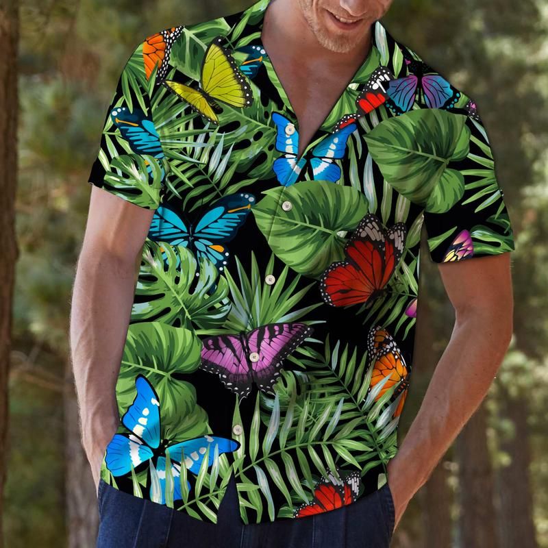 Butterfly Green Tropical Hawaii Shirt Unisex Adult Ha83094