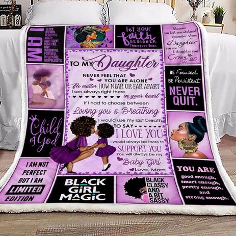 Black Mom To My Daughter Blanket, Black Girl Blanket