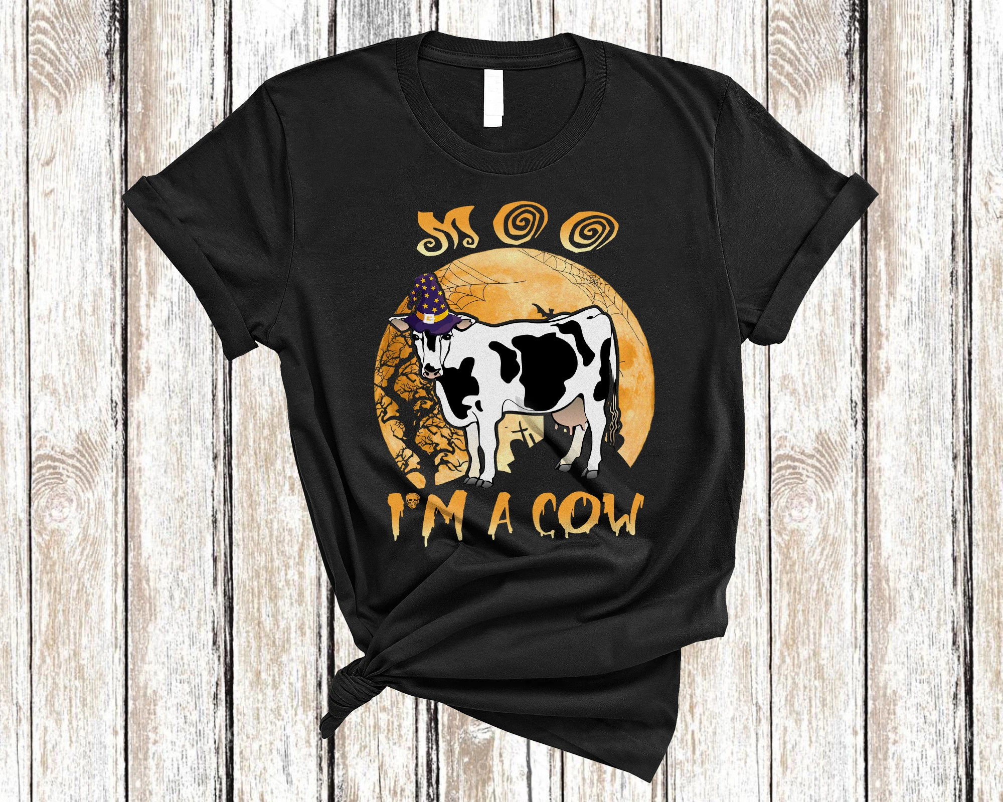 Halloween Farmer Shirt Moo I’M A Cow Funny Halloween Witch Cow Farmer Farm Lover Gifts T-Shirt