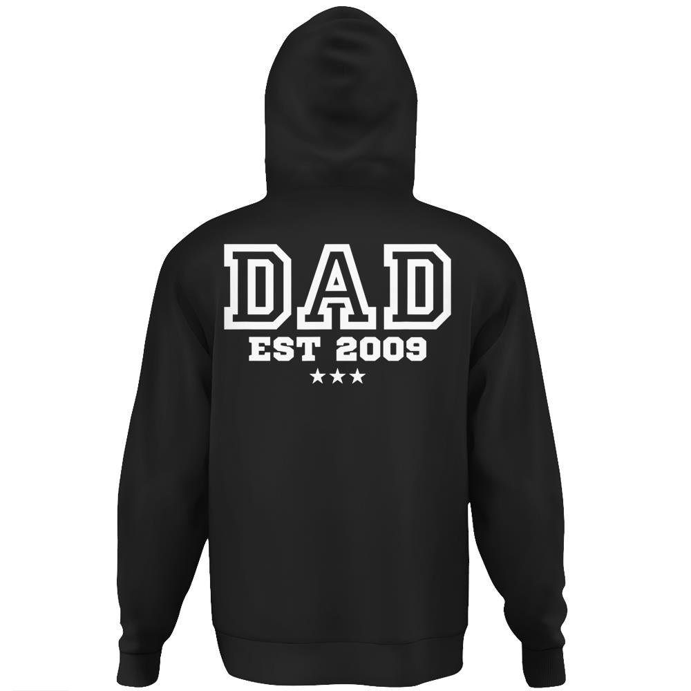 Mens Dad Established 2009 Father’S Day Gift Hoodie Print On Back