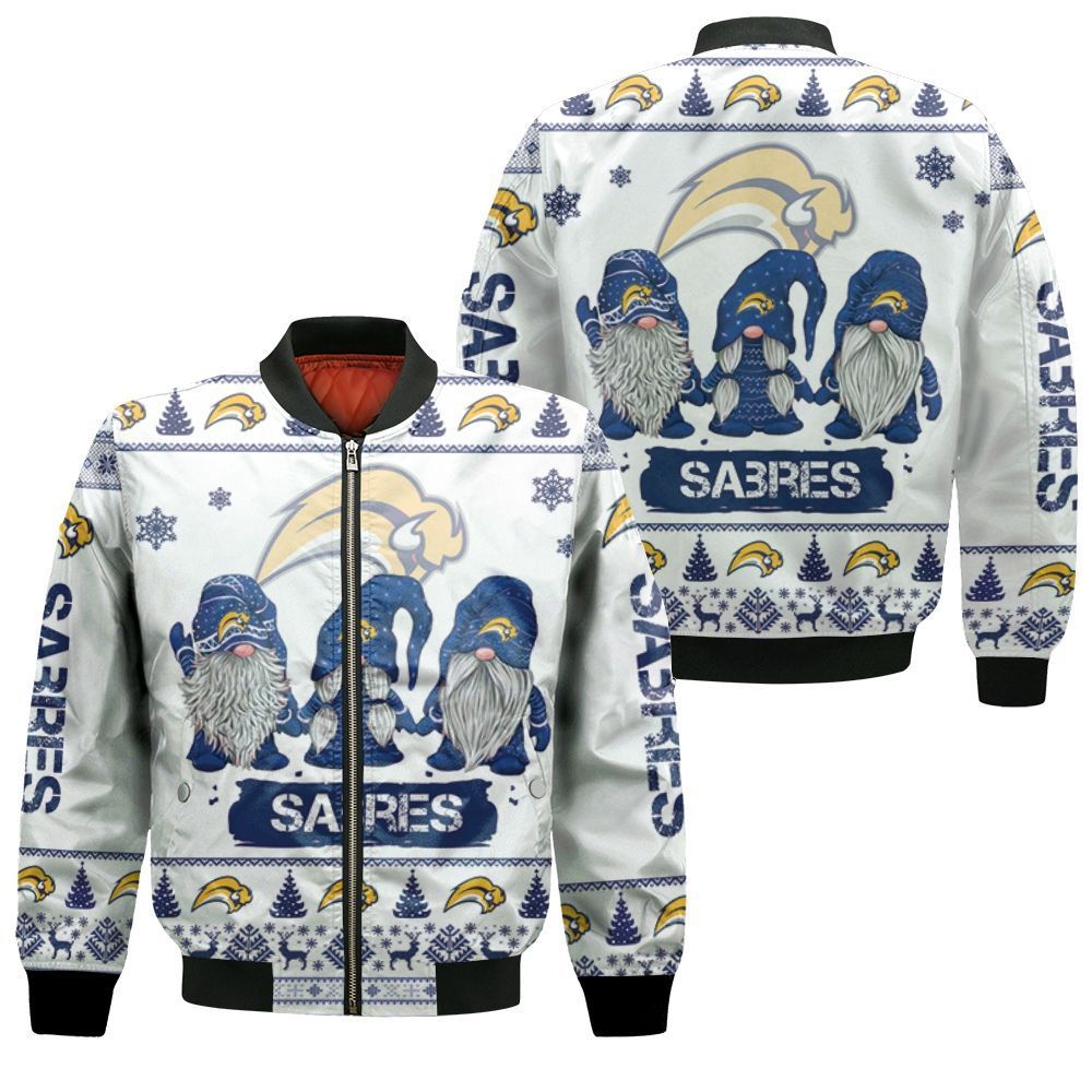 Christmas Gnomes Buffalo Sabres Ugly Christmas 3D Bomber Jacket