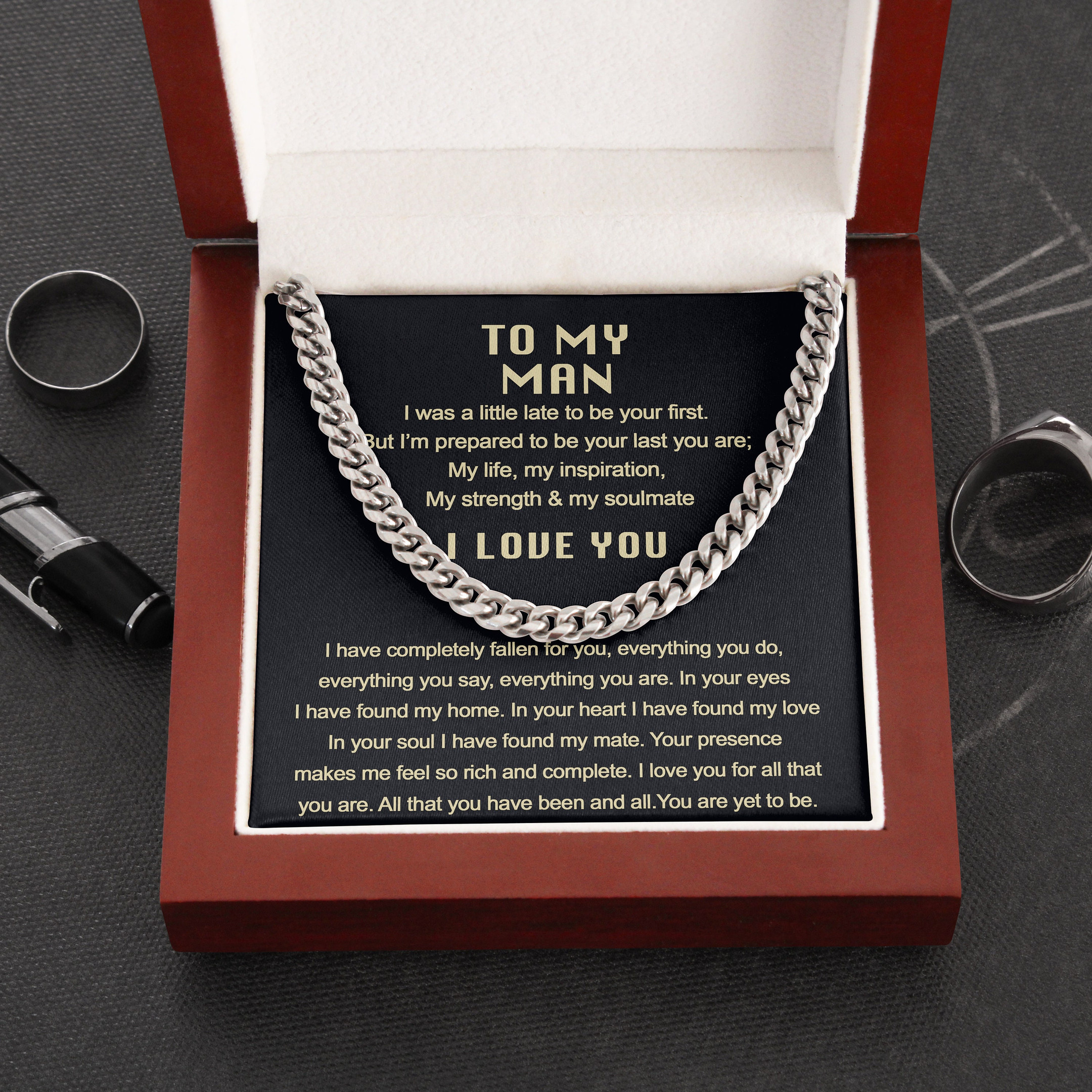 To My Boyfriend Cuban Chain Necklace, Valentine Gifts For Him, Boyfriend Birthday From Girlfriend, Boyfriend Anniversary Valentines Day