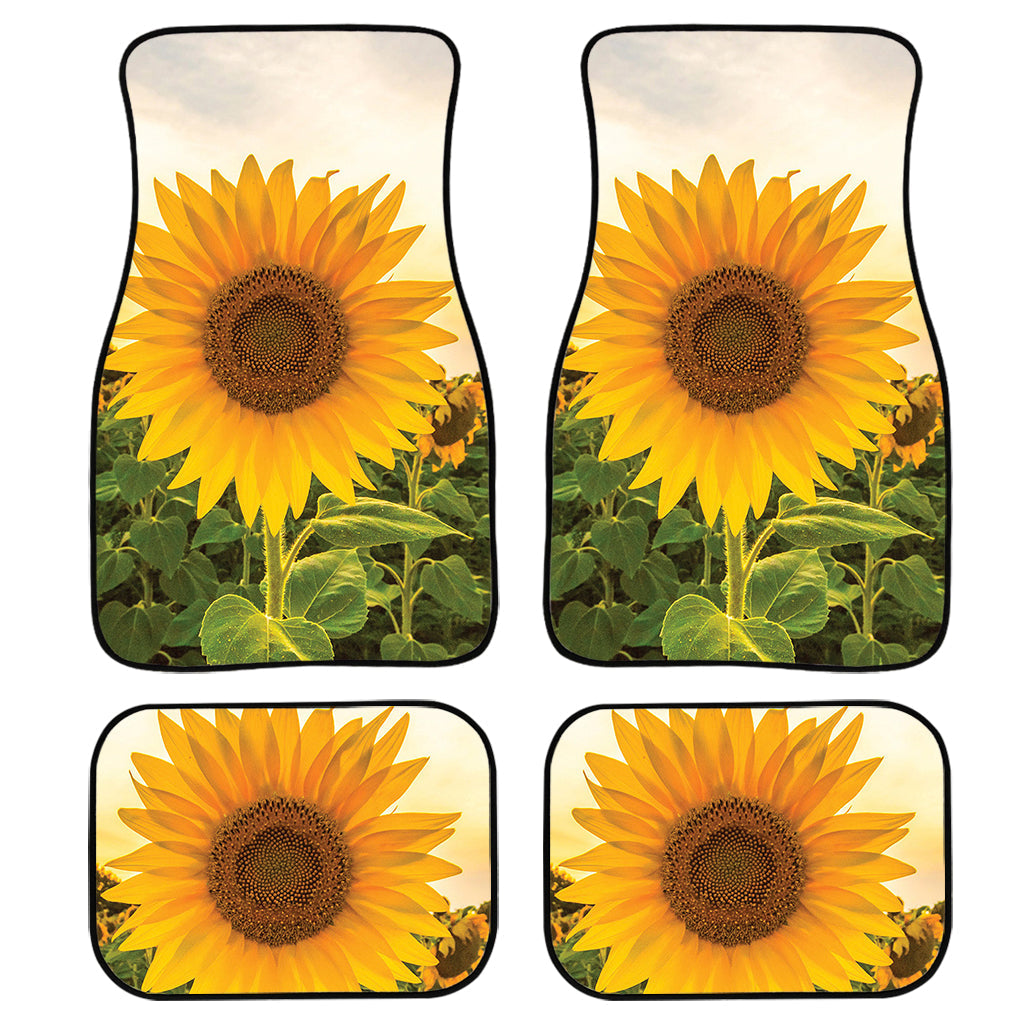 Sunflower Landscape Print Front And Back Car Floor Mats, Front Car Mat