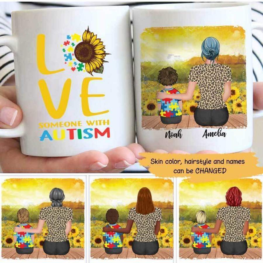 Mother And Son Autism Personalized Mug